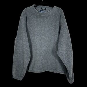 Lands End Fleece Pullover Sweatshirt Gray Polartec Men's XL Adjustable Waist